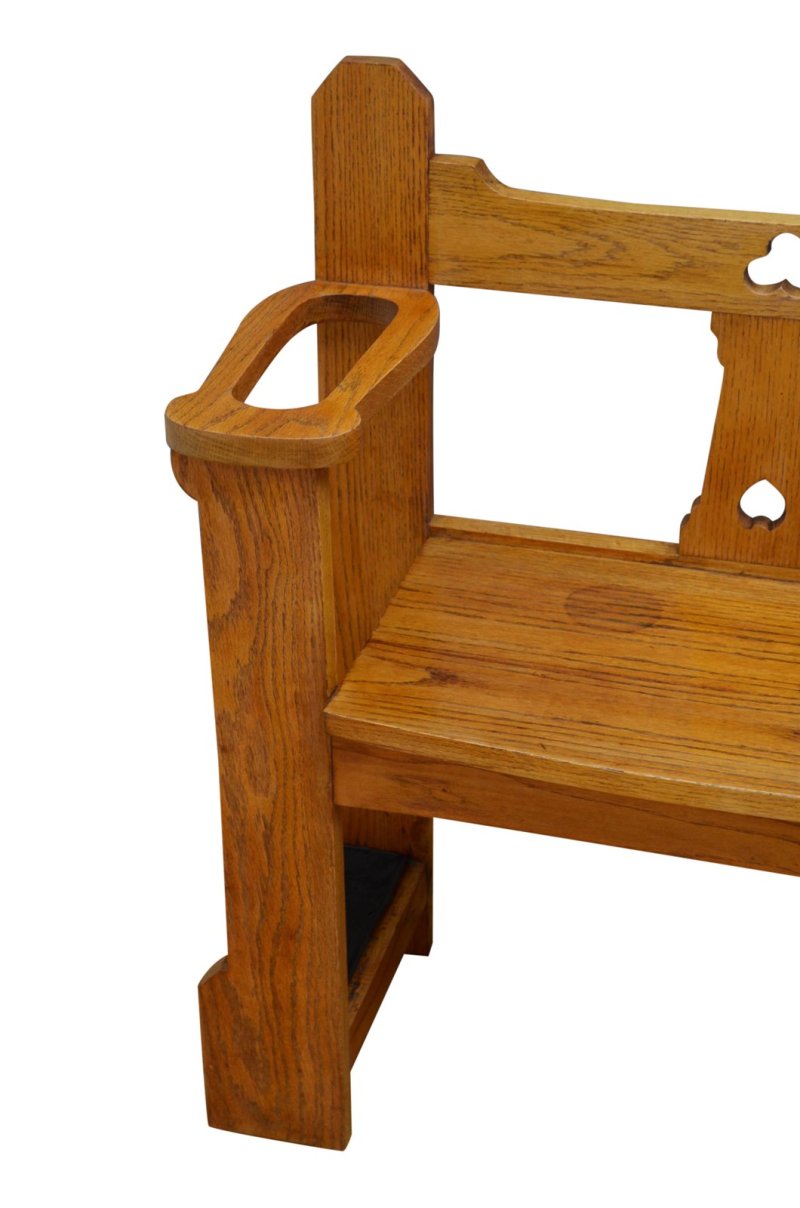 Arts And Crafts Hall Bench In Oak - Image 3